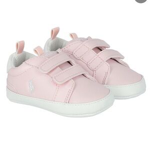 RALPH LAUREN Baby Girls Pink Logo Sneakers Cotton Shoes Sz 2 NWT